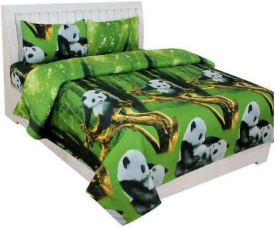 Manish Creation 140 TC Polycotton Double, King Cartoon Flat Bedsheet(Pack of 1, Green)