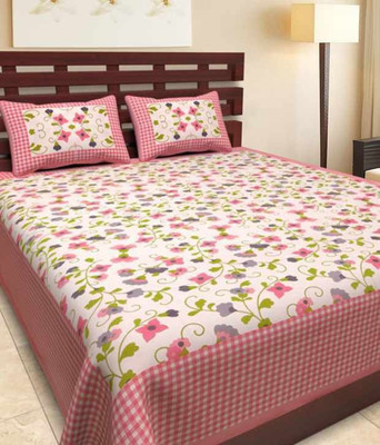 WAR TRADE 104 TC Cotton Double Printed Flat Bedsheet(Pack of 1, Multicolor)