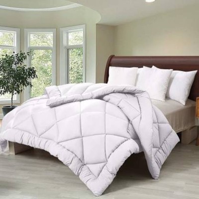 Vinayak Enterprises Checkered Double Comforter for  Mild Winter(Poly Cotton, White)