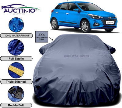 AUCTIMO Car Cover For Hyundai Elite i20 2020 (With Mirror Pockets)(Grey)