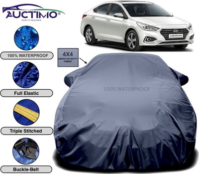 AUCTIMO Car Cover For Hyundai Fluidic Verna 4S (With Mirror Pockets)(Grey)