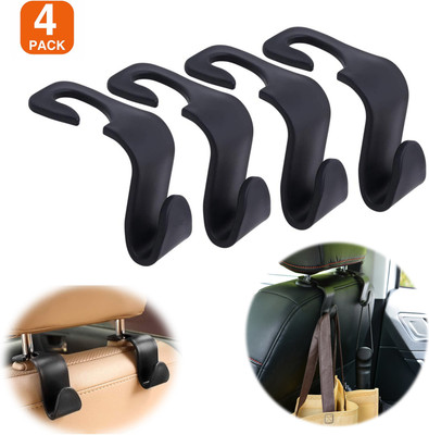 Qweezer Car Backseat Head Rest Organizer Hook Hanger for Holding Handbag 4 PIECE Car Hanging Ornament(Pack of 4)