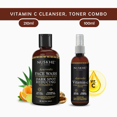 Nuskhe By Paras Vitamin C Cleanser Toner Combo - Vitamin C Dark Spot Reducing Face Wash(2 Items in the set)