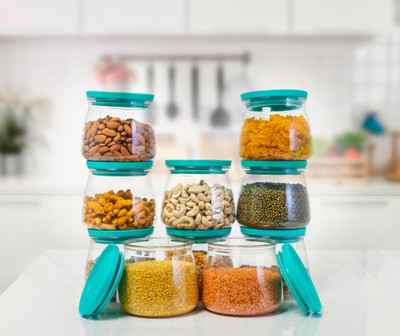 OBISPO Plastic Grocery Container  - 800 ml(Pack of 10, Blue, Clear)