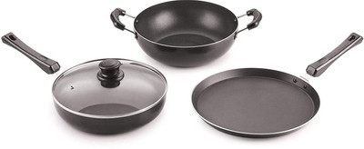 NIRLON IND_Range_Gift_Set Induction Bottom Non-Stick Coated Cookware Set(PTFE (Non-stick), Aluminium, 4 - Piece)
