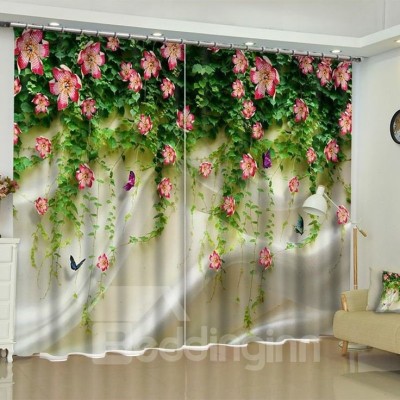 Khushi 154 cm (5 ft) Polyester Room Darkening Window Curtain (Pack Of 2)(Floral, White)