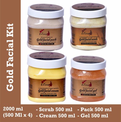I TOUCH HERBAL Gold Facial Kit - Scrub 500 ml + Cream 500 ml + Gel 500 ml + Pack 500 ml -( Pack Of 4 x 500 ml )(4 x 500 ml)