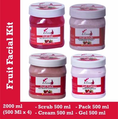 I TOUCH HERBAL Fruit Facial Kit - Scrub 500 ml + Cream 500 ml + Gel 500 ml + Pack 500 ml -( Pack Of 4 x 500 ml )(4 x 500 ml)