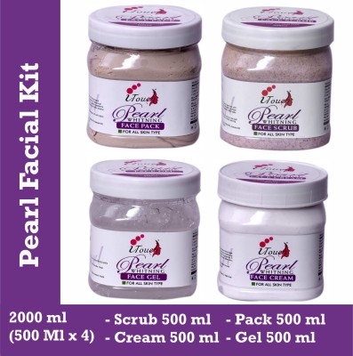 I TOUCH HERBAL Pearl Facial Kit - Scrub 500 ml + Cream 500 ml + Gel 500 ml + Pack 500 ml -( Pack Of 4 x 500 ml )(4 x 500 ml)