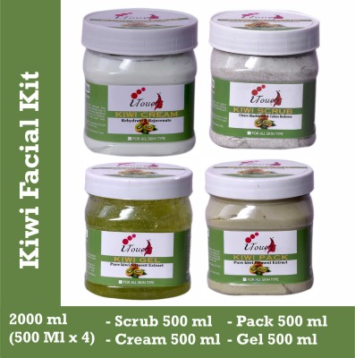 I TOUCH HERBAL Kiwi Facial Kit - Scrub 500 ml + Cream 500 ml + Gel 500 ml + Pack 500 ml -( Pack Of 4 x 500 ml )(4 x 500 ml)