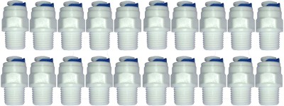 Aameria RO 1/4 Inch Male Thread to 1/4 Inch Quick Connect Straight Elbow Connector for RO Water Purifier Tube Fitting White (Pack Of 20 Pcs) Hose Connector