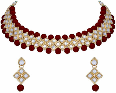 CATALYST Alloy Gold-plated Maroon, White Jewellery Set(Pack of 1)
