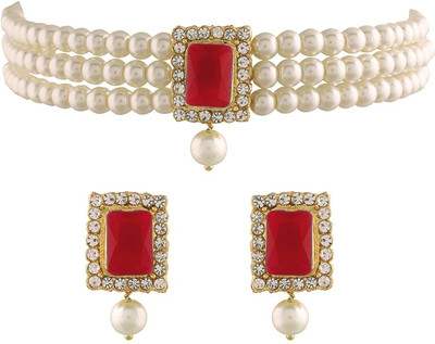 CATALYST Brass Gold-plated White, Red Jewellery Set(Pack of 1)