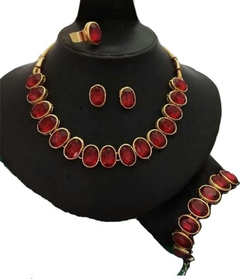 White pearl Alloy Gold-plated Red Jewellery Set(Pack of 1)