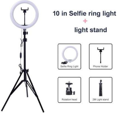 Mindfied Mobile Holder Accessory Combo for Mobile::Selfie Ring(White Light)