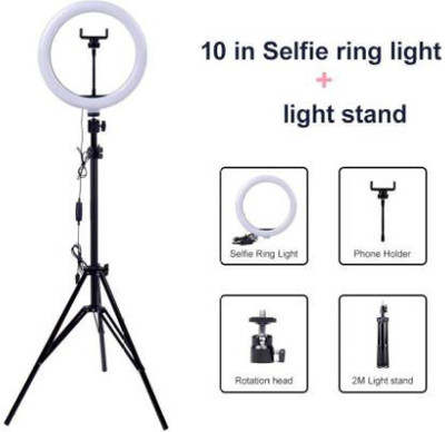 Mindfied Mobile Holder Accessory Combo for Mobile::Selfie Ring(White Light)