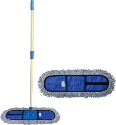 Livronic Wet and Dry Cotton pad Flat Floor Mop | Easy to Use Floor Cleaning Mop | Home | Office | Hotels | Hospitals | 24inch Head | 5 Feet Handle with 1 Refill Extra (Set of 1) (24 INCH MOP) Wet & Dry Mop(Blue)