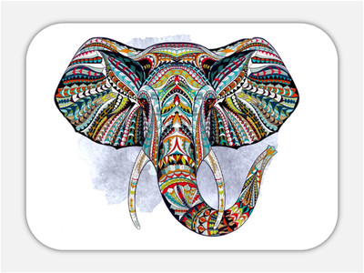 Monk Matters Abstract Elephant Design Non-Slip Rubber Base Gaming & Laptop (MPAD00248) Non Slip Base Mousepad(White)
