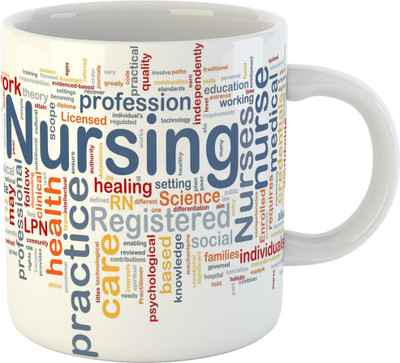 Divine Handicraft Nurse Defination Printed Designer White Color Ceramic Coffee (Future Nurse, Gift for Future Nurse, Birthday Gift, Best Gift) Multi- 1 Ceramic Coffee (350 ml Ceramic Coffee Mug(350 ml)