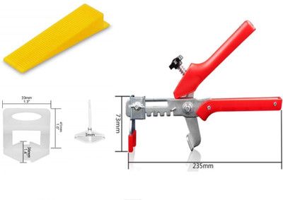 SUNELITE One Floor Plier Tile Locator Leveling System Wedges Ceramic Tiles Installation Hand Tool 100 Wedges 200 Clip 3mm Multi Utility Plier(3 Tools, Multicolor)