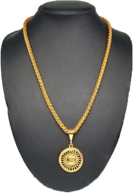 Pihoo Enterprise OM ROUND GOLDEN & JAYPURI chain - 09 Gold-plated Alloy Pendant Set