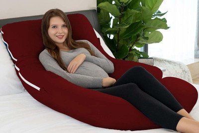 JoJo Polyester Fibre Solid Pregnancy Pillow Pack of 1(Maroon)