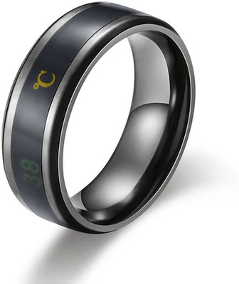 Crazy Fashion Latest Fashion Collections Black Color Stainless Steel Intelligent Smart Body Temperature Monitor Ring for Unisex (1 Pcs) Stainless Steel Titanium Plated Ring