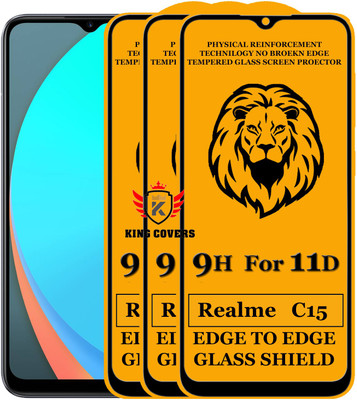 KING COVERS Edge To Edge Tempered Glass for Realme C15(Pack of 3)
