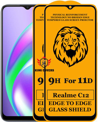 KING COVERS Edge To Edge Tempered Glass for Realme C12(Pack of 2)