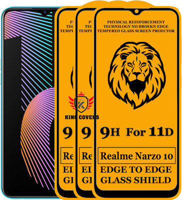KING COVERS Edge To Edge Tempered Glass for Realme Narzo 10(Pack of 3)