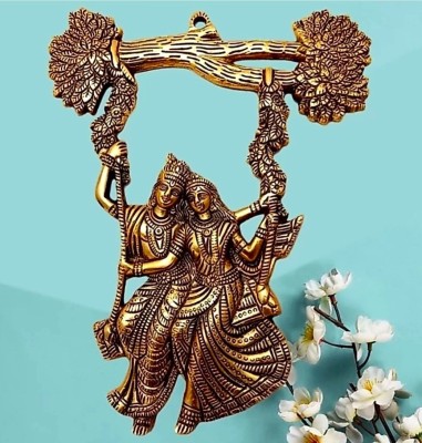 Koolwal craft Radha Krishna Tree Jhula Wall Hanging Decorative Showpiece  -  29 cm(Metal, Gold)