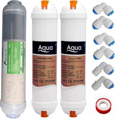 AQUALIQUID RO Aqua Inline Pre Carbon & Sediment Filter Taflon and Multistage Antioxidant Alkaline Antibacterial Ro 8 inch Mineral Cartridge with 6 Pcs Solid Filter Cartridge(0.5, Pack of 10)