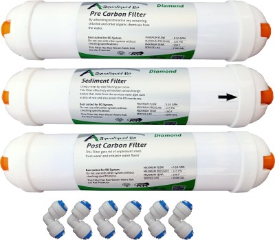 AQUALIQUID RO Diamond Pre + Post Carbon + Sediment Filter Inline With 6 Connector For water filter Ro (Pack Of 9) Solid Filter Cartridge(0.005, Pack of 9)