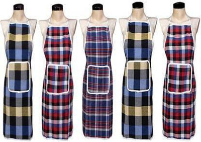 Elite Store Cotton Home Use Apron - Free Size(Multicolor, Pack of 5)