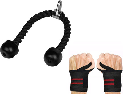 LIVOX Perfect Tricep Rope Multi Gym Bodybuilding Cable with Weightlifting Wristband Triceps Bar