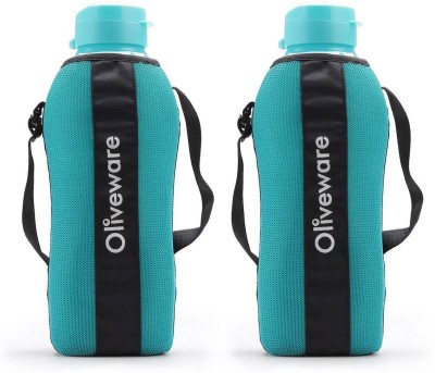 Oliveware Jumbo Bottle Washable Carry Sleeve | Shoulder Strap | Stretchable Sleeve | 2 Litre 2000 ml Bottle(Pack of 2, Blue, Plastic)