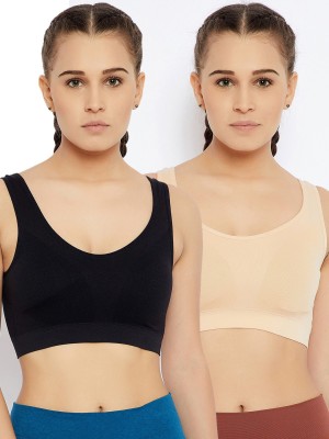 C9 Airwear Women Sports Lightly Padded Bra(Black, Beige)