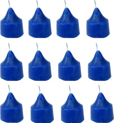 Sitara Crafts ®️ (H- 4.5cm W-3.1 L-3.1 ) | Blue Votive Candle | Set Of 12|Unscented Premium Wax |8 TO 9 Hour Long Burning |for Wedding , Bridal shower and Home Decorations Candle(Blue, Pack of 12)