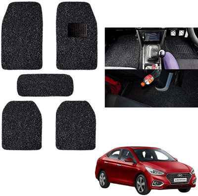 autokaar PVC, Rubber Standard Mat For  Hyundai Verna Fluidic(Black)