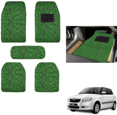 autokaar PVC, Rubber Standard Mat For  Skoda Fabia(Green, Black)