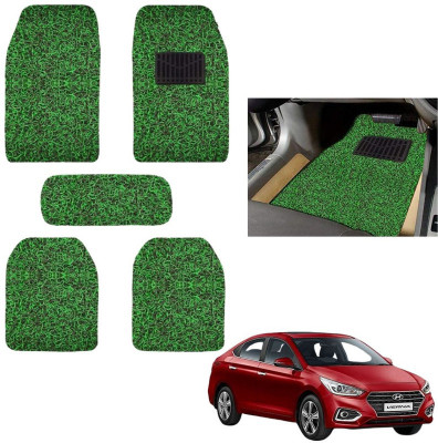 autokaar PVC, Rubber Standard Mat For  Hyundai Verna Fluidic(Green, Black)