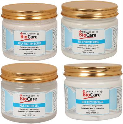 BEAUCODE BioCare Milk Protien Facial Kit For Women & Men For All Skin Types(4 x 500 ml)