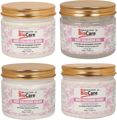 BEAUCODE BioCare Body Polishing Face And Body Cream And Mask & Gel & Scrub Pack of-500gx4(4 Items in the set)