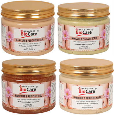 BEAUCODE BioCare Manicure & Pedicure Cream And Scrub & Gel & Mask Pack of-500gx4(4 Items in the set)