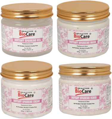 BEAUCODE BioCare Instant Sparking Facial Kit For Women & Men For All Skin Types(4 x 500 ml)