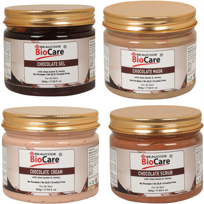 BEAUCODE BioCare Chocolate Face And Body Mask & Gel & Cream And Scrub Pack Of-500gX4(4 Items in the set)