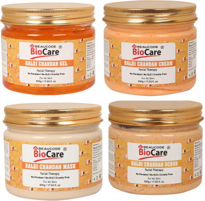 BEAUCODE BioCare Haldi Chandan Facial Kit For Women & Men For All Skin Types(4 x 500 ml)