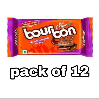 BRITANNIA Bourbon biscuits (pack of 12) 60 gm each Cream Sandwich Biscuit(12 x 60 g)