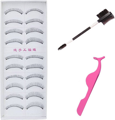 Gugzy Handmade Natural False Eyelash Extension + Stainless Steel False Eyelashes Extension Applicator Tool Fish Tail Clip Auxiliary Clip Tweezers Nipper Tool +Double-end Eyelash Comb Separator Mascara Lift Curl Metal Beauty Eyes Makeup Tool I Eye Makeup Tool I False Eyelashes I Eyelash Applicator I 