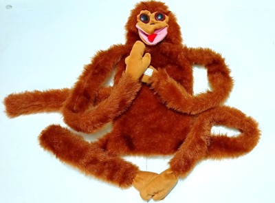 A SARKAR MAGIC WORLD VENTRILOQUISM TALKING MONKEY PUPPET / VENTRILOQUIST MONKEY PUPPET  - 43 cm(Brown)